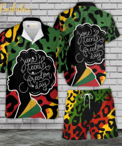 Leopard Juneteenth Hawaiian Shirt Set | Black History Hawaiian Shirt | Unisex Hawaiian Set | Racism Hawaiian Style