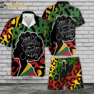 Leopard Juneteenth Hawaiian Shirt Set | Black History Hawaiian Shirt | Unisex Hawaiian Set | Racism Hawaiian Style