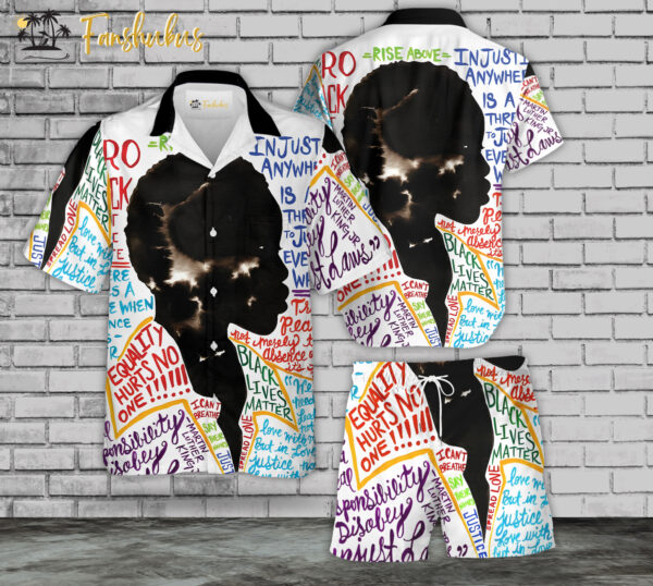 Black Live Matter Hawaiian Shirt Set | Black History Hawaiian Shirt | Unisex Hawaiian Set | Racism Hawaiian Style