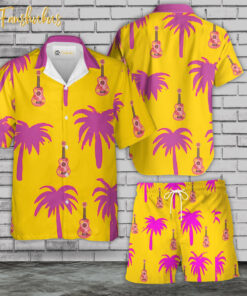 Tropical Ukulele Hawaiian Shirt Set | Beach Vibes Hawaiian Shirt | Unisex Hawaiian Set | Summer Hawaiian Style