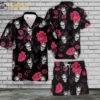 Rose Skull Hawaiian Shirt Set | Floral Skull Hawaiian Shirt | Unisex Hawaiian Set | Rose Skeleton Hawaiian Style