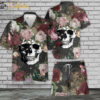 Rose Skull Hawaiian Shirt Set | Floral Skull Hawaiian Shirt | Unisex Hawaiian Set | Rose Skeleton Hawaiian Style