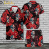 Rose Skull Hawaiian Shirt Set | Floral Skull Hawaiian Shirt | Unisex Hawaiian Set | Rose Skeleton Hawaiian Style