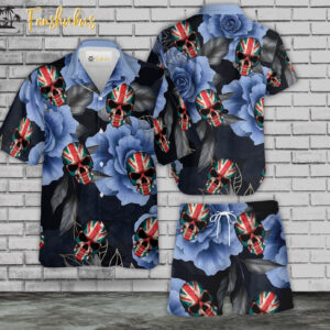 Rose Skull Hawaiian Shirt Set