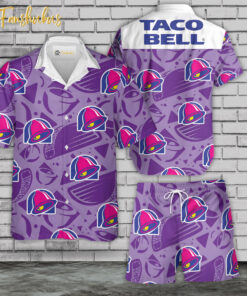 Taco Bell Hawaiian Shirt Set | Fast Food Hawaiian Shirt | Unisex Hawaiian Set | Food Brand Hawaiian Style