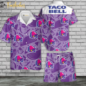 Taco Bell Hawaiian Shirt Set | Fast Food Hawaiian Shirt | Unisex Hawaiian Set | Food Brand Hawaiian Style