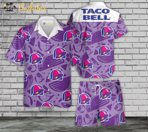 Taco Bell Hawaiian Shirt Set | Fast Food Hawaiian Shirt | Unisex Hawaiian Set | Food Brand Hawaiian Style
