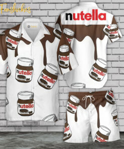 Nutella Hawaiian Shirt Set | Fast Food Hawaiian Shirt | Unisex Hawaiian Set | Food Brand Hawaiian Style