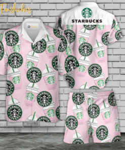 Starbucks Hawaiian Shirt Set | Coffee Hawaiian Shirt | Unisex Hawaiian Set | Drink Brand Hawaiian Style