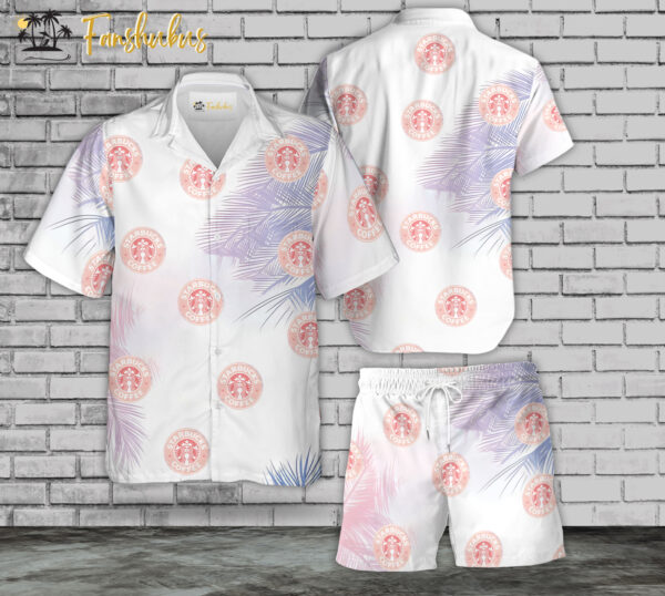 Starbucks Hawaiian Shirt Set | Coffee Hawaiian Shirt | Unisex Hawaiian Set | Drink Brand Hawaiian Style