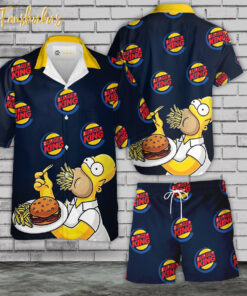 Burger King Hawaiian Shirt Set | Fast Food Hawaiian Shirt | Unisex Hawaiian Set | Food Brand Hawaiian Style