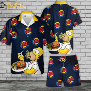 Burger King Hawaiian Shirt Set | Fast Food Hawaiian Shirt | Unisex Hawaiian Set | Food Brand Hawaiian Style