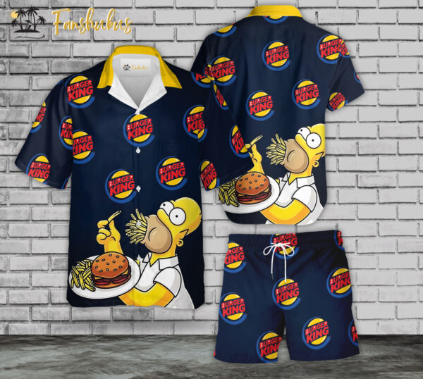 Burger King Hawaiian Shirt Set | Fast Food Hawaiian Shirt | Unisex Hawaiian Set | Food Brand Hawaiian Style