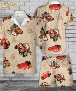 Car Hawaiian Shirt Set | Disney Cartoon Hawaiian Shirt | Unisex Hawaiian Set | Cars Series Hawaiian Style