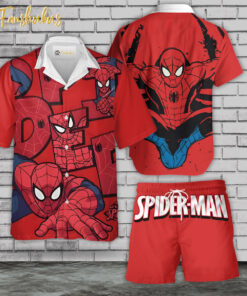 Spiderman Hawaiian Shirt Set | Marvel Studio Hawaiian Shirt | Unisex Hawaiian Set | Hero Series Hawaiian Style