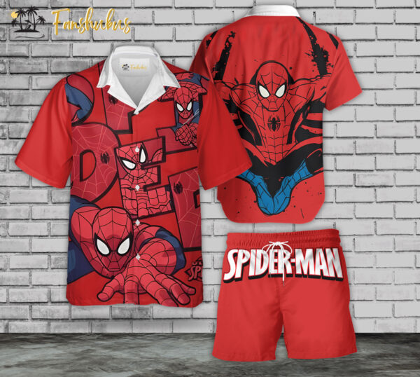 Spiderman Hawaiian Shirt Set | Marvel Studio Hawaiian Shirt | Unisex Hawaiian Set | Hero Series Hawaiian Style