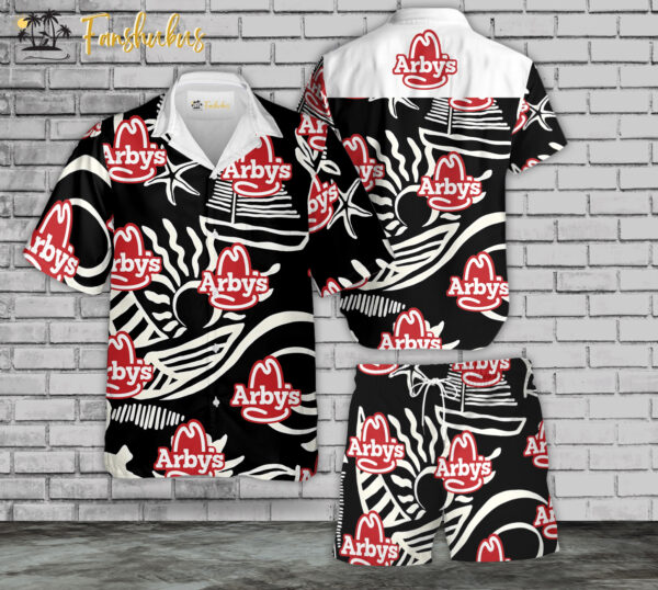 Arby's Hawaiian Shirt Set | Food Hawaiian Shirt | Unisex Hawaiian Set | Food Brand Hawaiian Style