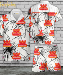 Wienerschnitzel Hawaiian Shirt Set | Food Hawaiian Shirt | Unisex Hawaiian Set | Food Brand Hawaiian Style