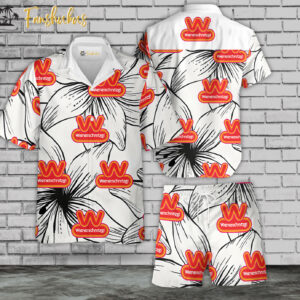Wienerschnitzel Hawaiian Shirt Set | Food Hawaiian Shirt | Unisex Hawaiian Set | Food Brand Hawaiian Style