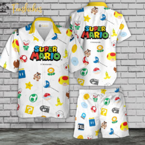 Super Mario Hawaiian Shirt Set | Game Hawaiian Shirt | Unisex Hawaiian Set | Gamer Hawaiian Style