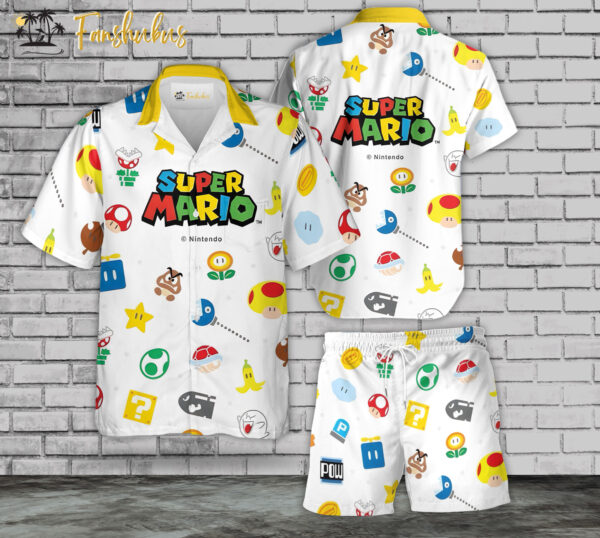 Super Mario Hawaiian Shirt Set | Game Hawaiian Shirt | Unisex Hawaiian Set | Gamer Hawaiian Style