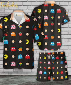 Pac Man Hawaiian Shirt Set | Game Hawaiian Shirt | Unisex Hawaiian Set | Gamer Hawaiian Style