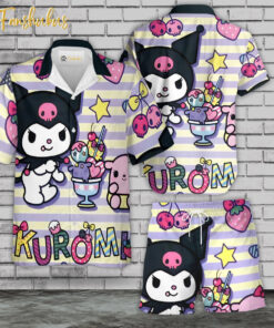 Kuromi Hawaiian Shirt Set | My Melody Hawaiian Shirt | Unisex Hawaiian Set | Japanese Cartoon Hawaiian Style