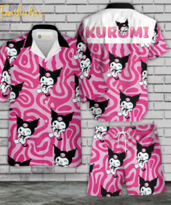 Kuromi Hawaiian Shirt Set | My Melody Hawaiian Shirt | Unisex Hawaiian Set | Japanese Cartoon Hawaiian Style