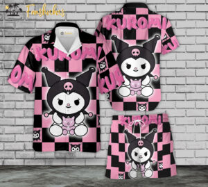 Kuromi Hawaiian Shirt Set | My Melody Hawaiian Shirt | Unisex Hawaiian Set | Japanese Cartoon Hawaiian Style