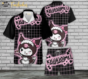 Kuromi Hawaiian Shirt Set | My Melody Hawaiian Shirt | Unisex Hawaiian Set | Japanese Cartoon Hawaiian Style