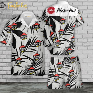Pizza Hut Hawaiian Shirt Set | Food Hawaiian Shirt | Unisex Hawaiian Set | Food Brand Hawaiian Style