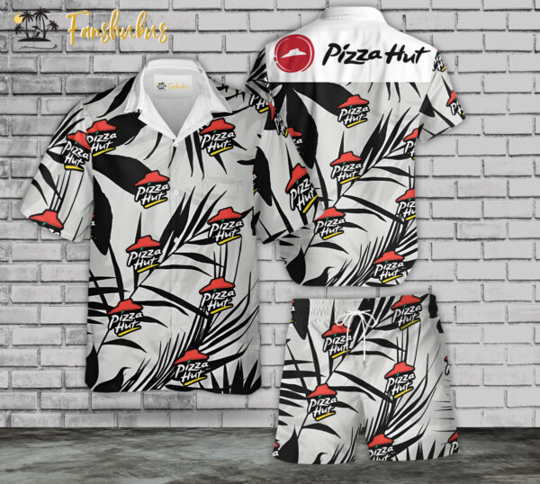 Pizza Hut Hawaiian Shirt Set | Food Hawaiian Shirt | Unisex Hawaiian Set | Food Brand Hawaiian Style