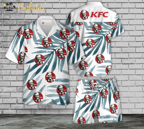 KFC Hawaiian Shirt Set | Food Hawaiian Shirt | Unisex Hawaiian Set | Food Brand Hawaiian Style