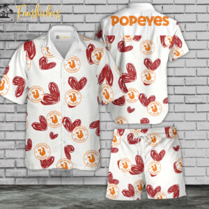 Popeyes Hawaiian Shirt Set | Food Hawaiian Shirt | Unisex Hawaiian Set | Food Brand Hawaiian Style