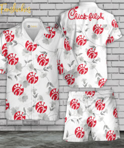 Chick Fill A Hawaiian Shirt Set | Food Hawaiian Shirt | Unisex Hawaiian Set | Food Brand Hawaiian Style