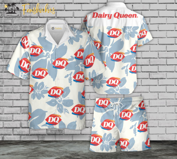 Diary Queen Hawaiian Shirt Set | Food Hawaiian Shirt | Unisex Hawaiian Set | Food Brand Hawaiian Style