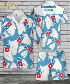 Domini's Pizza Hawaiian Shirt Set | Food Hawaiian Shirt | Unisex Hawaiian Set | Food Brand Hawaiian Style