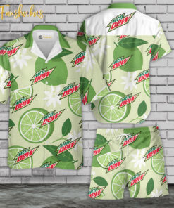 Mountain Dew Hawaiian Shirt Set | Drink Hawaiian Shirt | Unisex Hawaiian Set | Brand Hawaiian Style