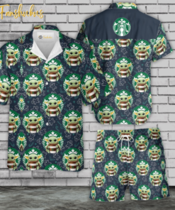 Starbucks ft Yoda Hawaiian Shirt Set | Yoda Hawaiian Shirt | Unisex Hawaiian Set | Star War Hawaiian Style