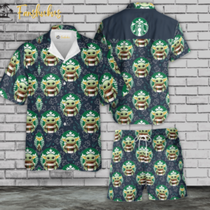 Starbucks ft Yoda Hawaiian Shirt Set | Yoda Hawaiian Shirt | Unisex Hawaiian Set | Star War Hawaiian Style
