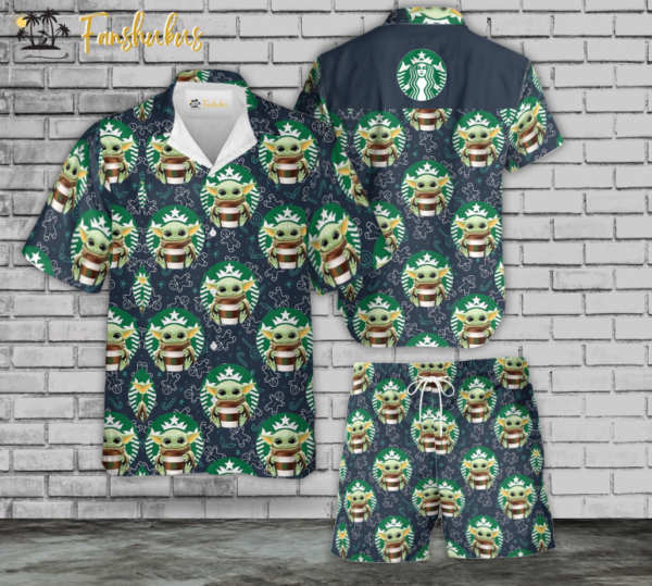 Starbucks ft Yoda Hawaiian Shirt Set | Yoda Hawaiian Shirt | Unisex Hawaiian Set | Star War Hawaiian Style