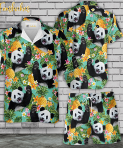 Tropical Pineapple Panda Hawaiian Shirt Set | Unisex Hawaiian Set | Tropical Hawaiian Style For Men and Women