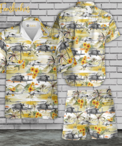 US Navy MH-60s Helicopter Hawaiian Shirt Set | Unisex Hawaiian Set | US Army Hawaiian Style For men and women