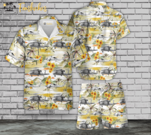 US Navy MH-60s Helicopter Hawaiian Shirt Set | Unisex Hawaiian Set | US Army Hawaiian Style For men and women