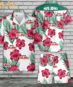 Papa John’s Tropical Flower Hawaiian Shirt Set | Aloha Hawaiian Shirt And Short For Men And Women