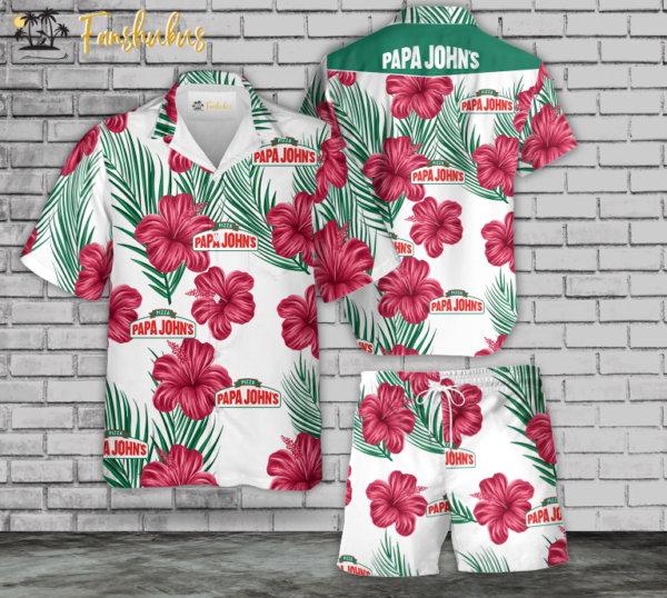 Papa John’s Tropical Flower Hawaiian Shirt Set | Aloha Hawaiian Shirt And Short For Men And Women