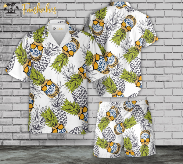 Busch Light Funny Pineapple Hawaiian Shirt Set | All Over Print 3D Hawaiian Set And Beach Short For men and women