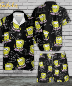 Back To School Hawaiian Shirt Set | Spongebob Squarepants Hawaiian Shirt | Unisex Hawaiian Set |Math Hawaiian Style