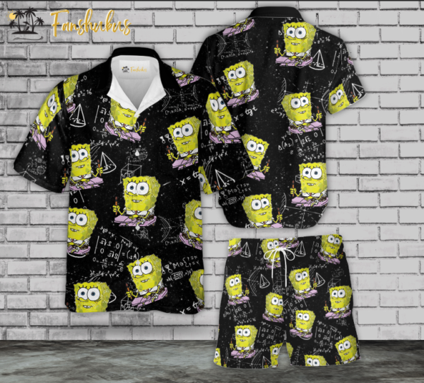 Back To School Hawaiian Shirt Set | Spongebob Squarepants Hawaiian Shirt | Unisex Hawaiian Set |Math Hawaiian Style