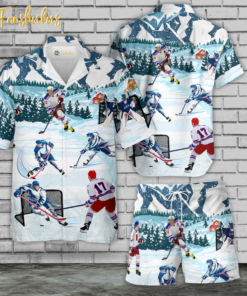 Ice Hockey Hawaiian Shirt Set | Ice Cream Hawaiian Shirt | Unisex Hawaiian Set | Summer Hawaiian Style